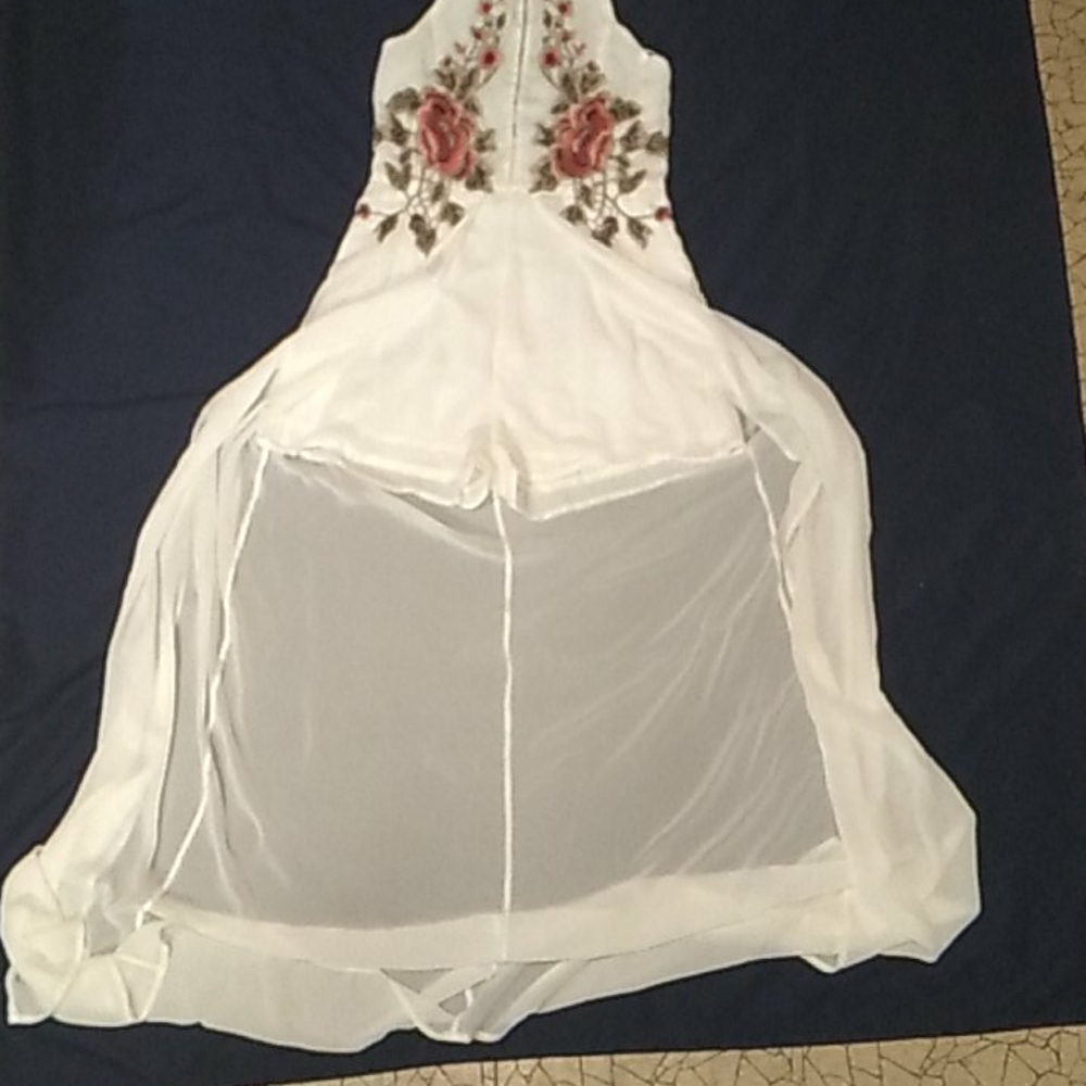 White and floral high slit romper maxi dress